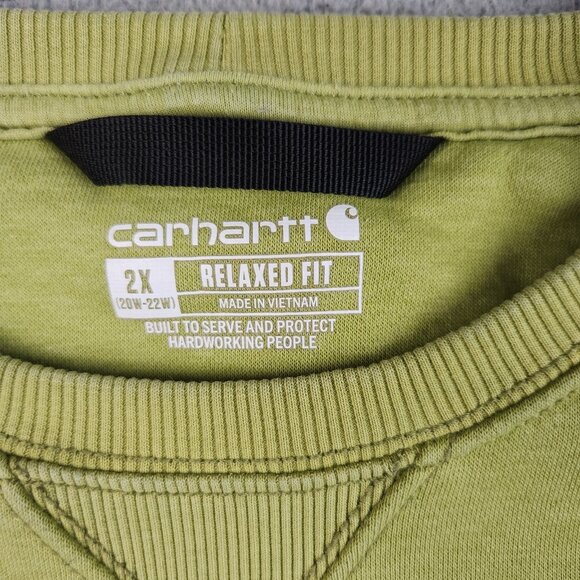Carhartt Sweater Womens 2XL Green Long Sleeve Relaxed Fit Crewneck Sweatshirt - Picture 4 of 12